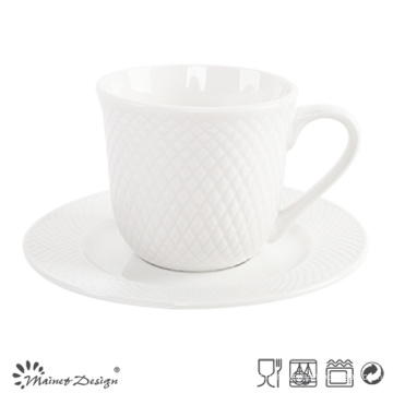 Tasse en porcelaine de 8 oz et soucoupe en relief